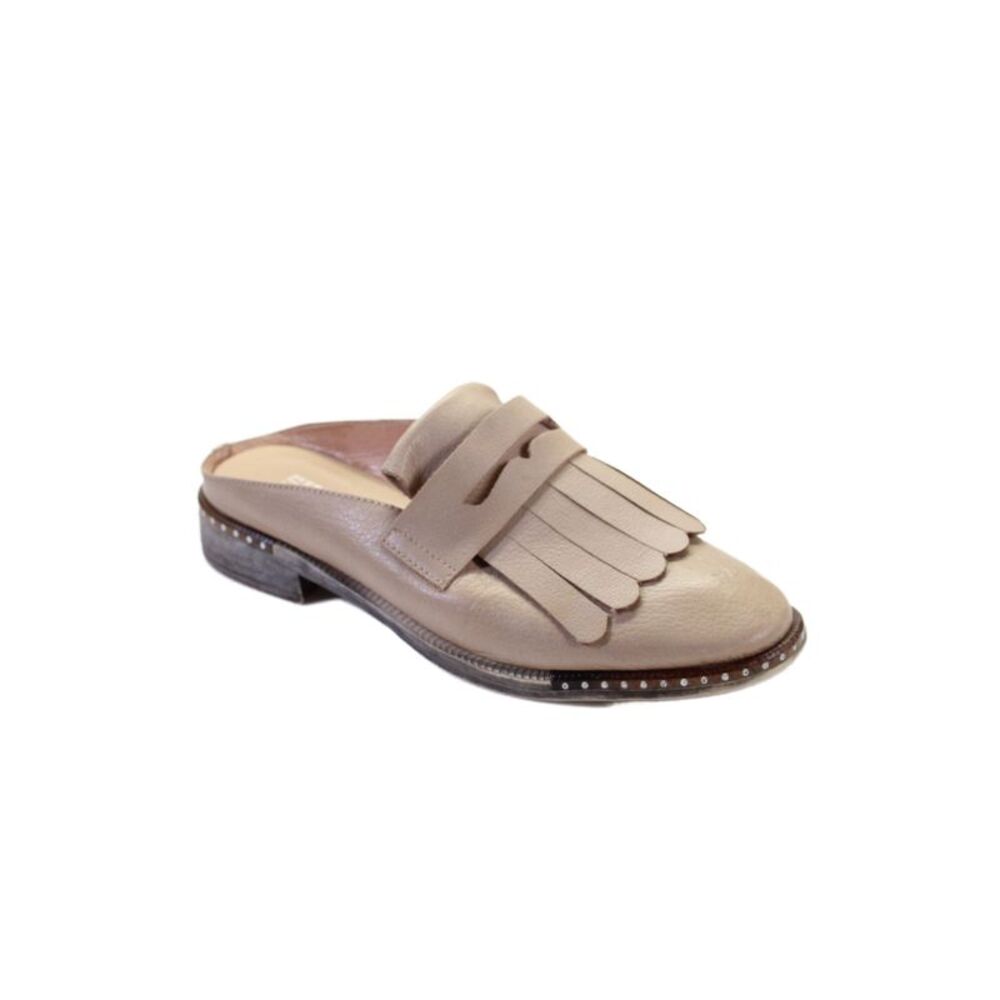 Silent D Womens Leather Embellished Flat Mules Shoes Light Brown Size 6